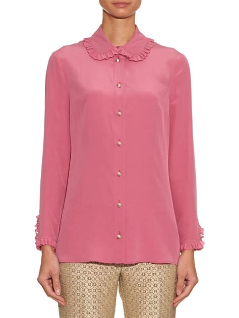 gucci pink silk blouse|gucci chiffon blouse.